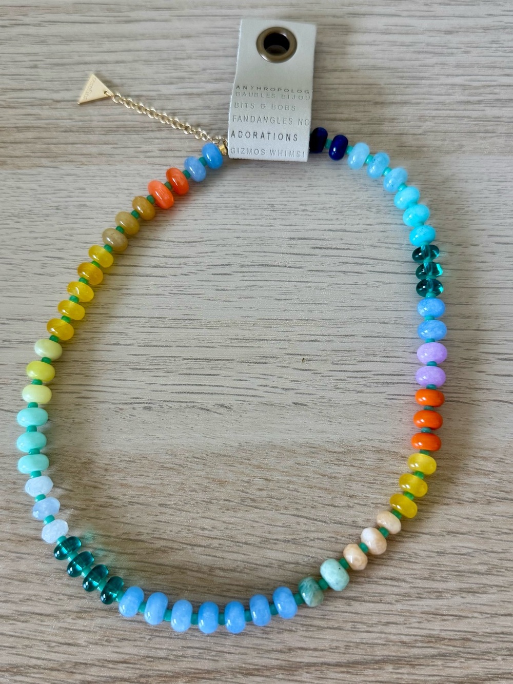 Anthropologie Multicolor Rainbow Stone Necklace NWT Summer Beach Festival NEW